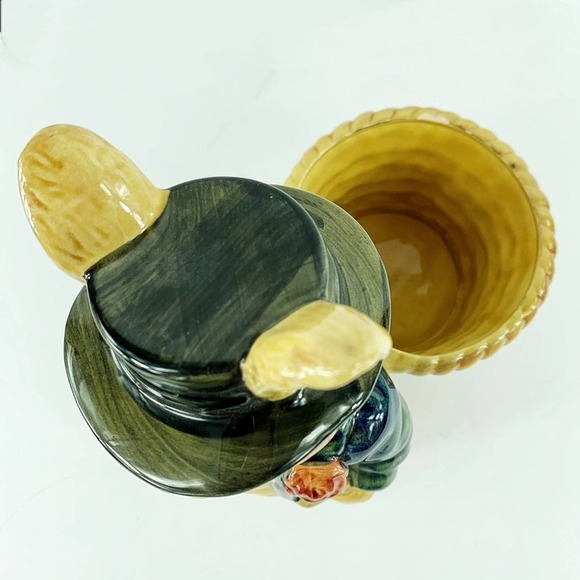 Rabbit With Basket And Top Hat Home Decor, 10" Tall, 8" Deep, 6" Wide, Yellow - Picture 2 of 6